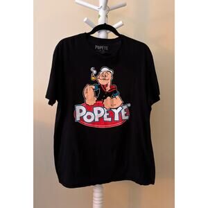 Popeye, Short Sleeve T-Shirt Black Popeye Graphic Multi Unisex XL